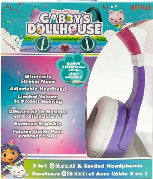 Kufje Bluetooth Ekids Gabby's Dollhouse on-ear me mikrofon për fëmijë, vjollcë