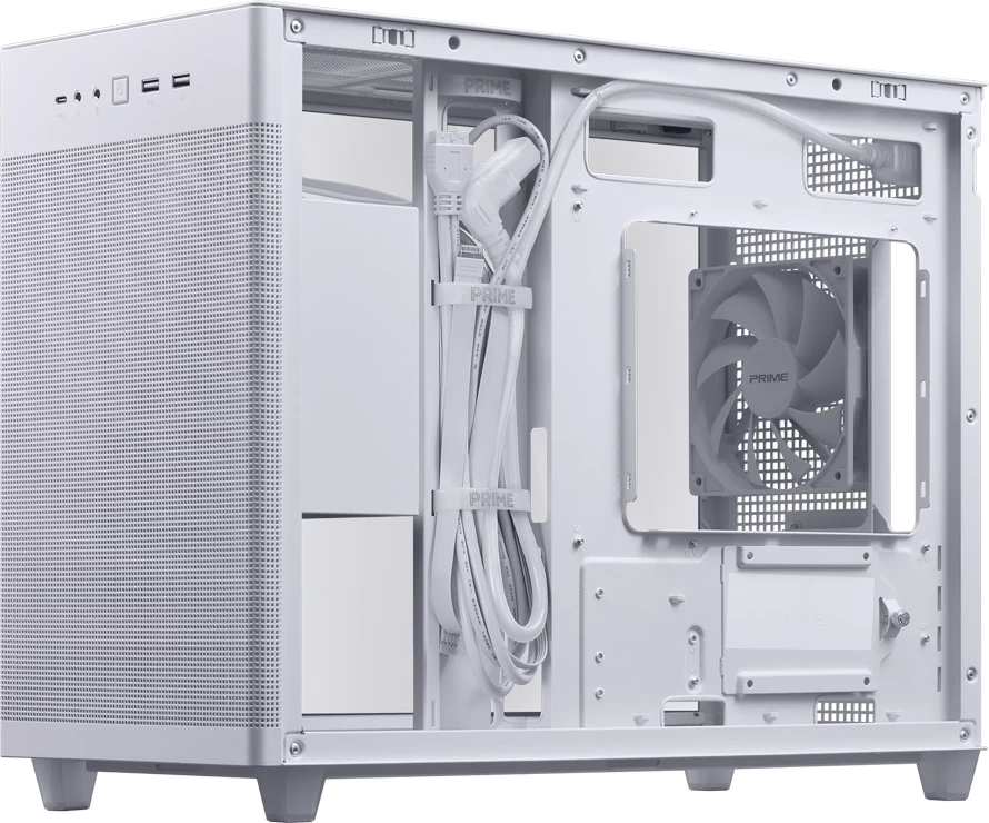 Kasë ASUS Prime AP201 Tempered Glass MicroATX 33L, e bardhë