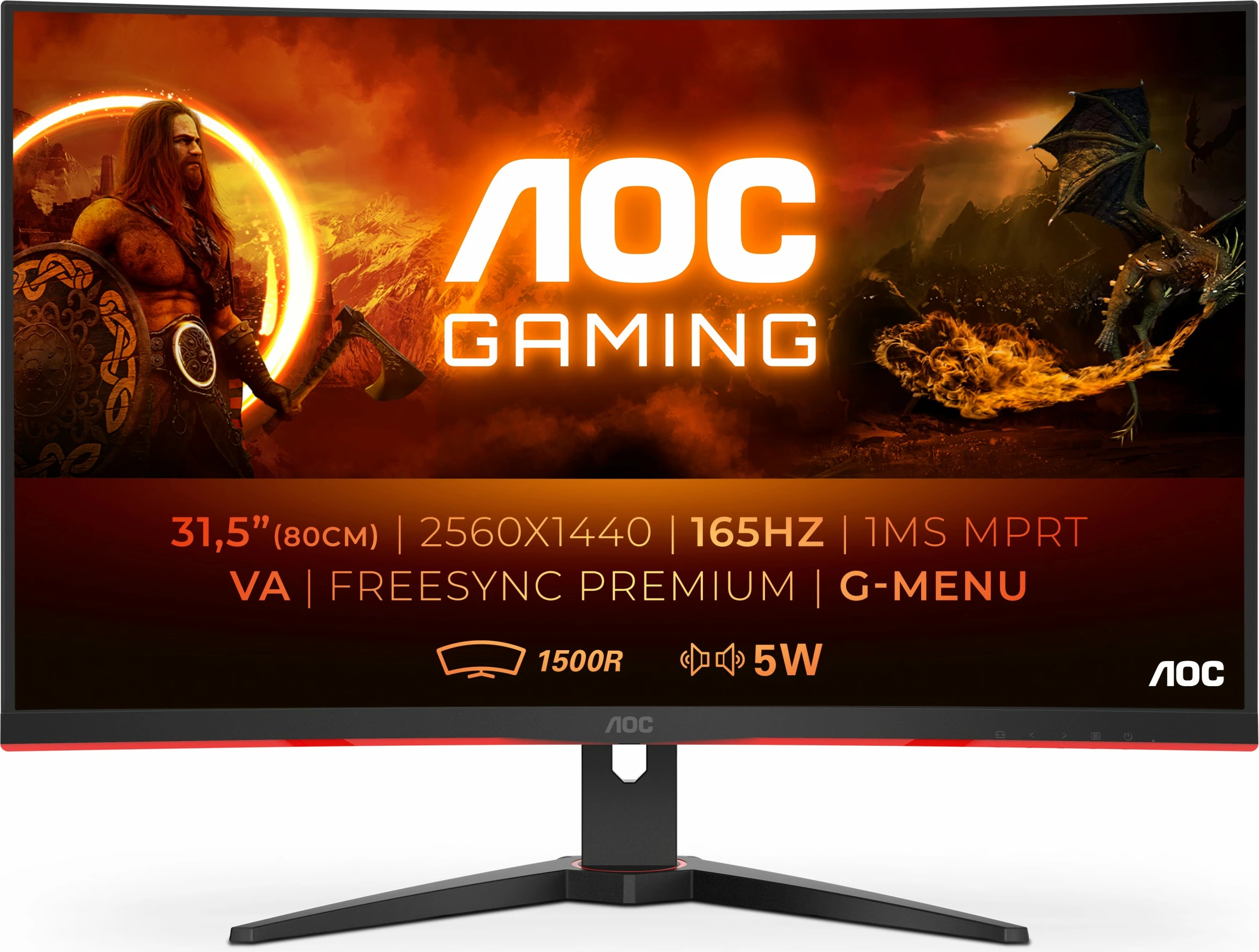 Monitor AOC G2 CQ32G2SE/BK, 31.5", 2K Ultra HD, LED, 1 ms, i zi, i kuq