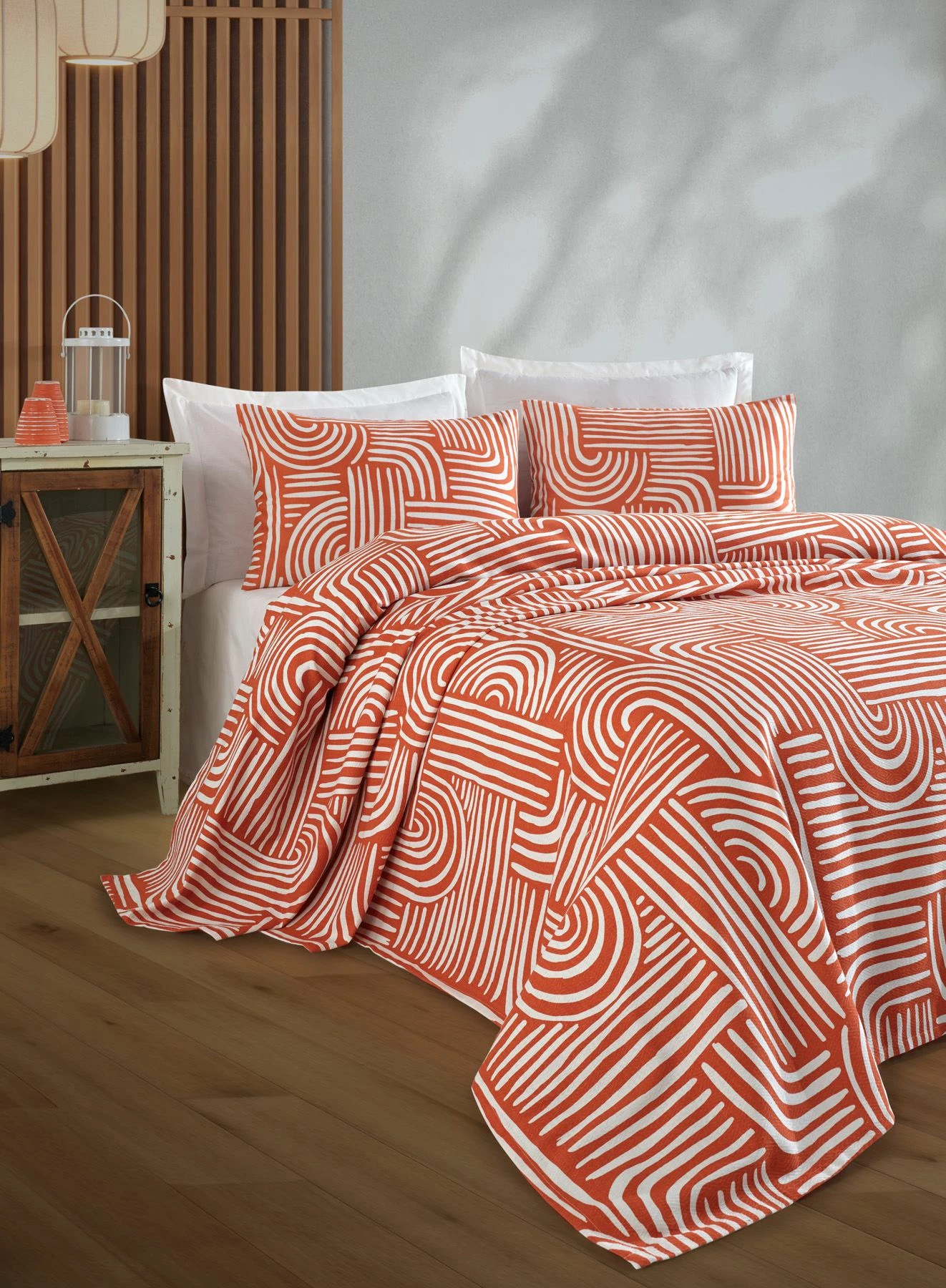 Set piké dopio Line Art, ngjyrë e kuqe kashte