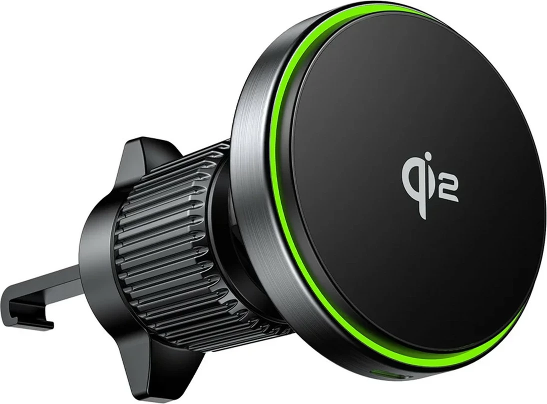 Mbajtës veture Unitek 38W Qi2, karikues wireless, USB Type C, i zi