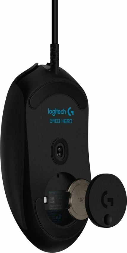 Maus Logitech G403 HERO 910-005632, 25600 DPI, RGB, USB i kablluar, i zi