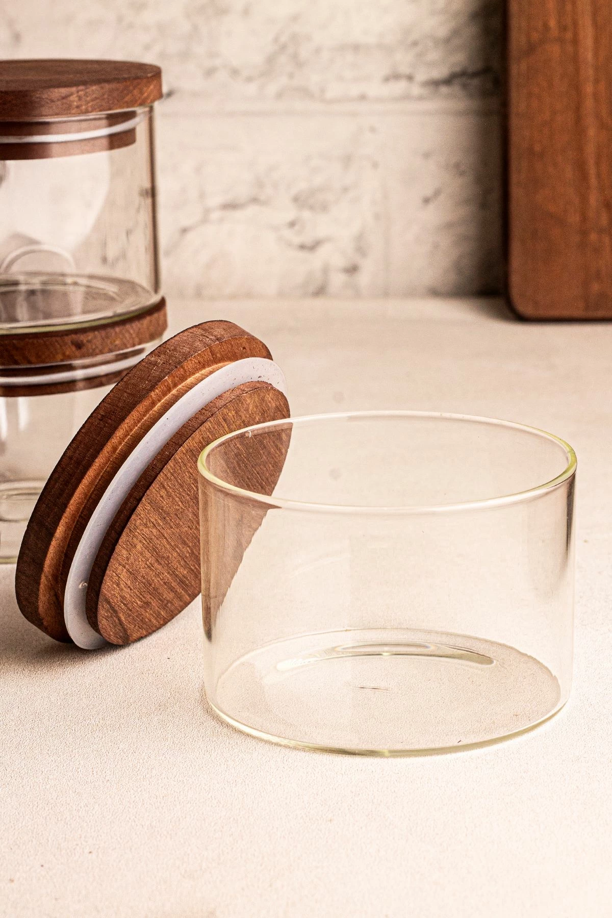 Set pjatash qelqi me kapak druri, 12 copë, Hermia Concept Doria 6