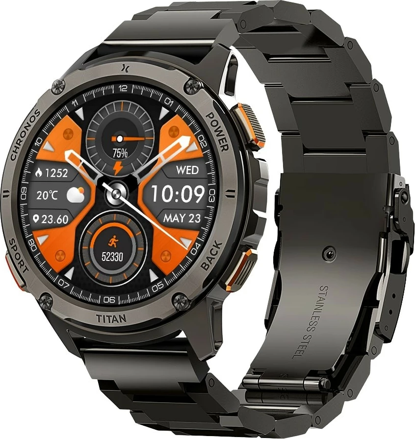 Smartwatch Maxcom FW110 Titan Chronos, 1.43'' AMOLED, 256 MB, 450 mAh, E zezë, set me 2 rripa