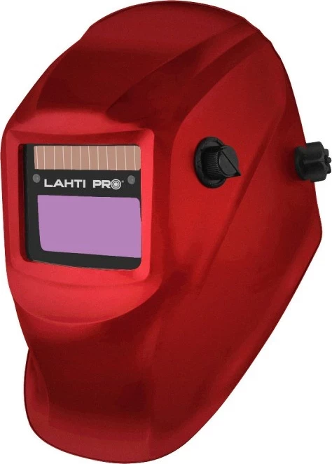 Maskë saldimi LAHTI PRO L1540600, errësim automatik DIN 9-13, fushë shikimi 92x42 mm, funksion bluarje, e kuqe