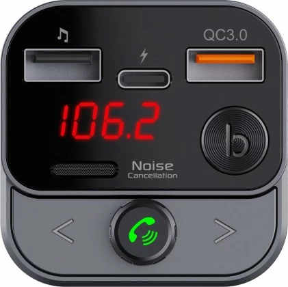 Transmetues FM për veturë ART MP3TR FM-84B, Bluetooth, USB QC3.0, Ekran LED, Zezë/Grafit
