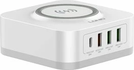 Karikues wireless LDNIO AW004, 32W, 3x USB-A + 1x USB-C, PD/QC, i bardhë