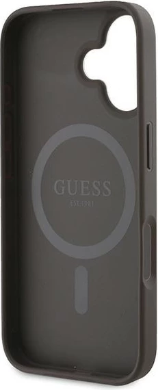 Mbështjellës Guess 4G Ring Classic Logo MagSafe për iPhone 16 Plus, Kafe