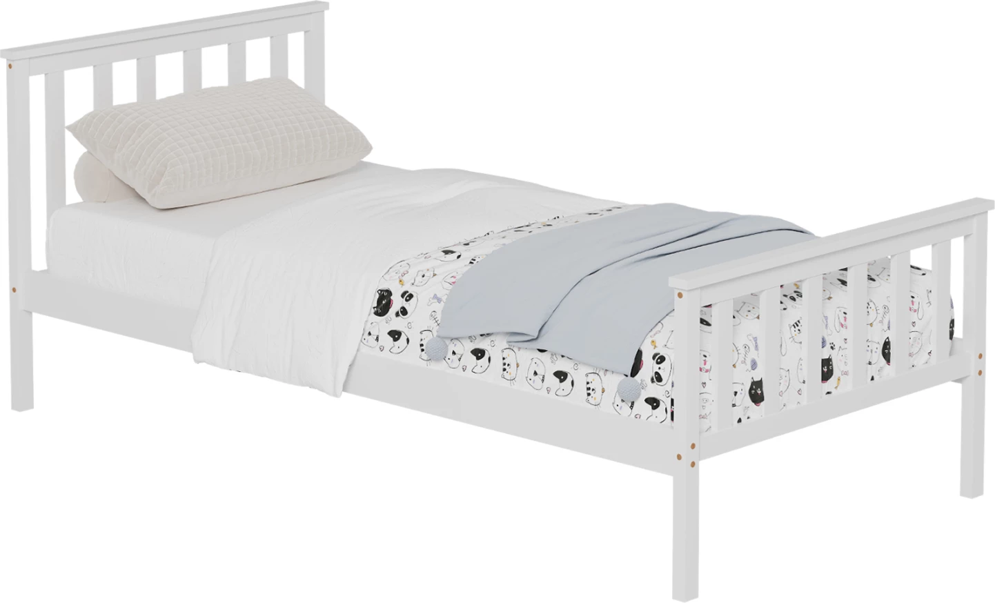 Shtrat GIMLY, FH675.03, dru pishe i fortë, ngjyrë e bardhë, për dyshek 190x90 cm