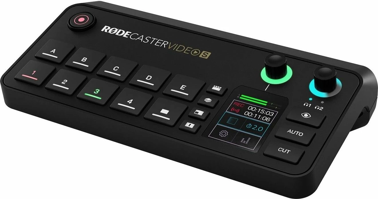 Konsolë prodhimi video/audio Rode RØDECaster Video S, 4 burime video, 2x XLR, e zezë, me adapter dhe kabllo USB-C