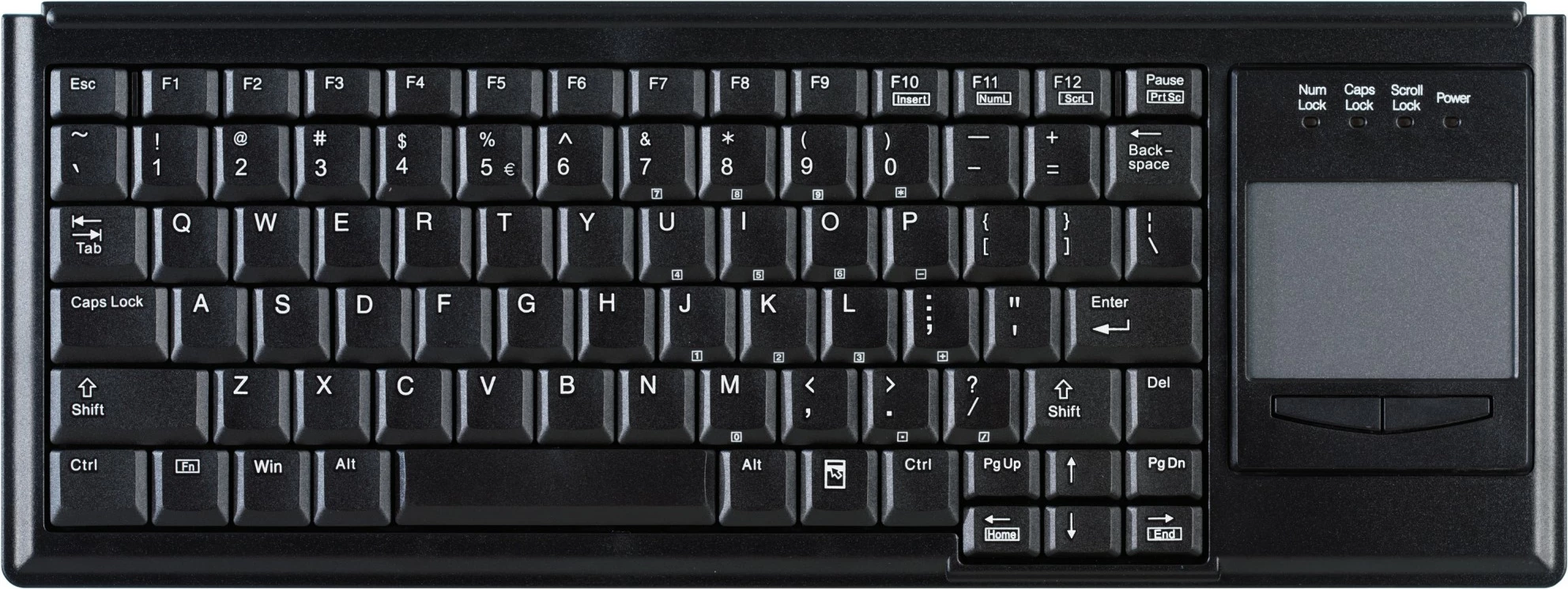 Tastierë Cherry ACTIVE KEY Industry 4.0, mini, me touchpad, USB, e zezë
