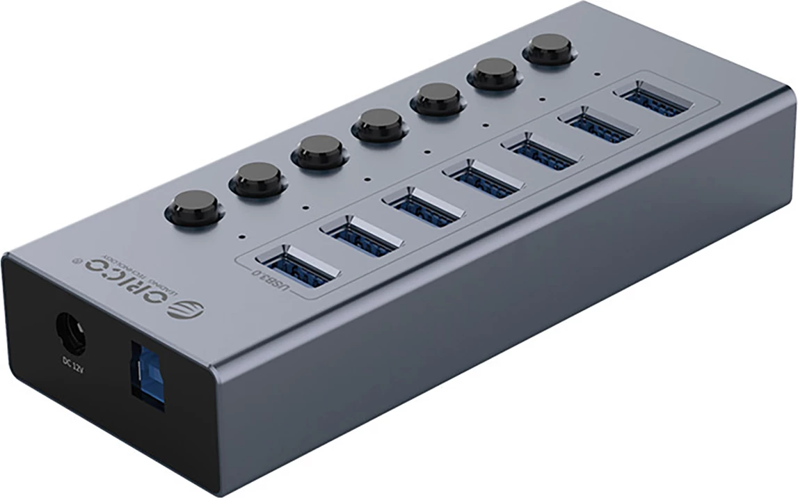 Hub USB Orico BT2U3-7AB, 7x USB-A 3.0 me çelësa, Gri