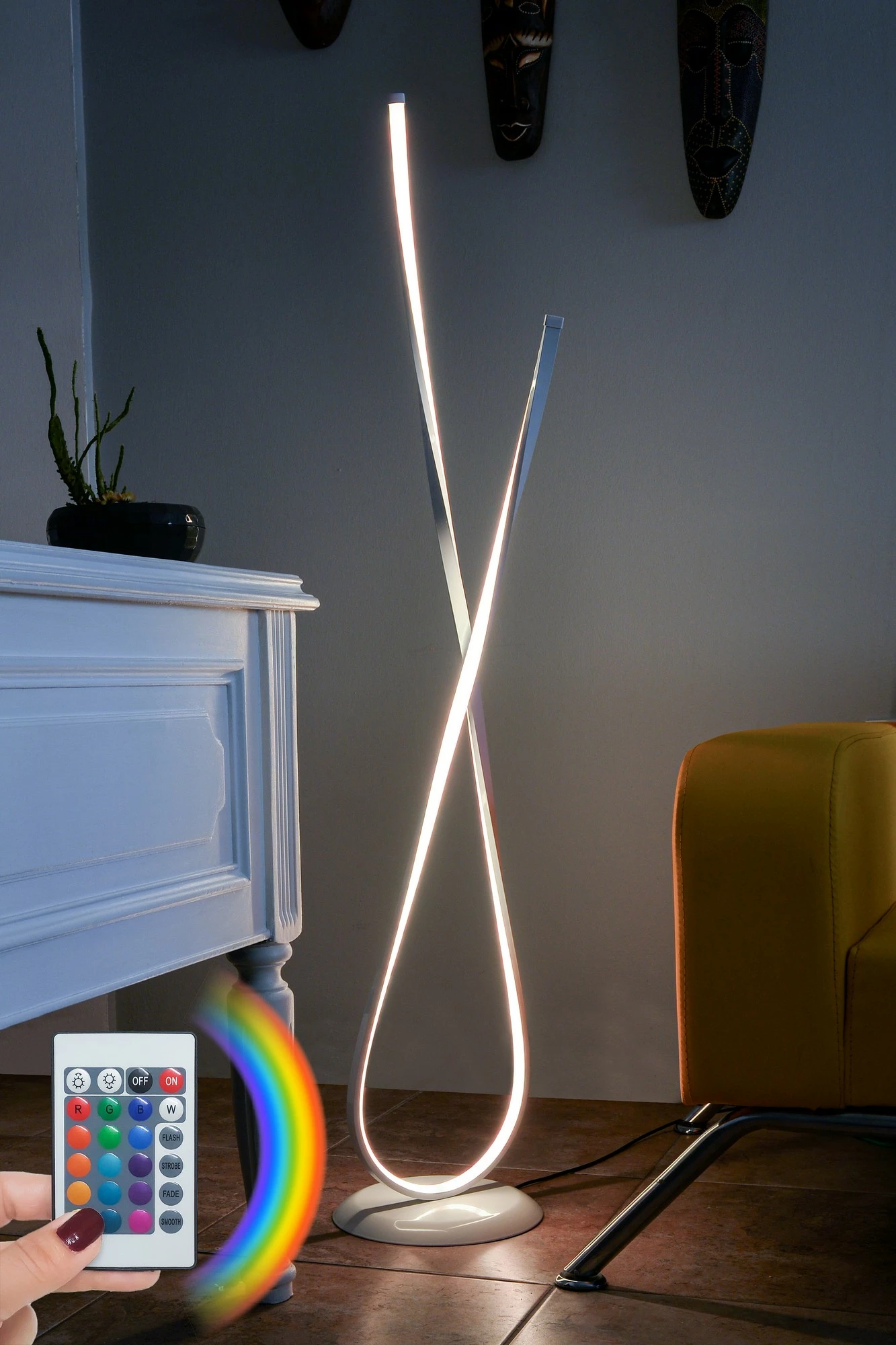 Llambë dyshemeje Opviq Van Gogh, e bardhë, shumëngjyrëshe