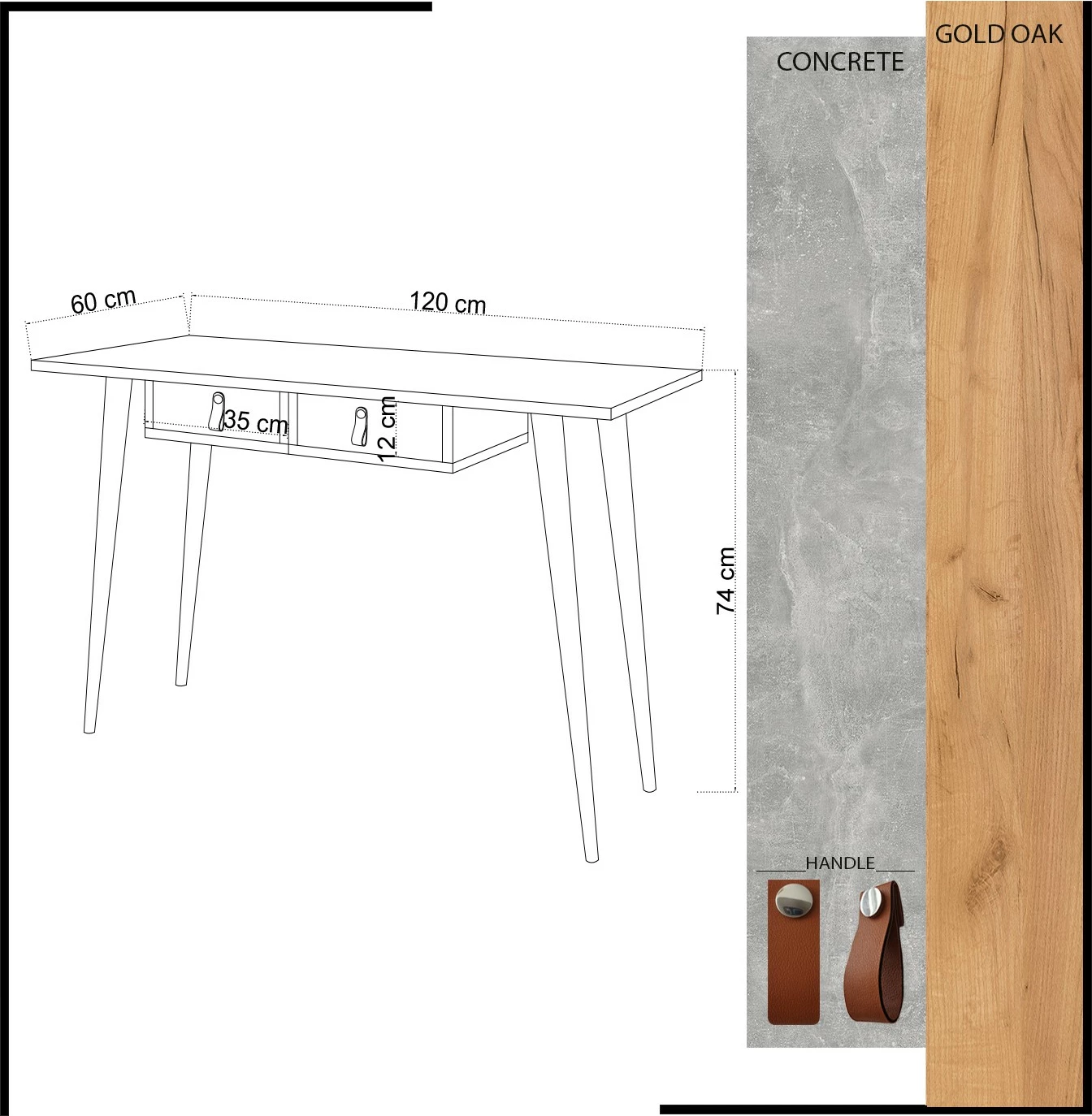 Tavolinë studimi Skye Decor, Soomin, ngjyrë lisi dhe e bardhë