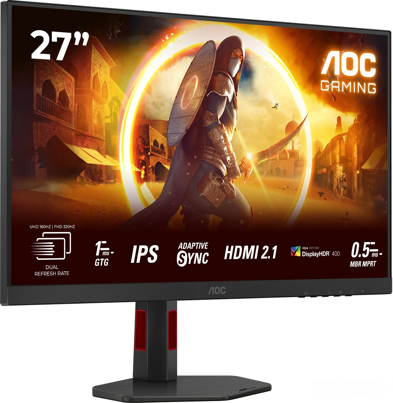 Monitor AOC U27G4R 27 inç IPS HDMI 2.1 DisplayHDR 400, zi/kuqe