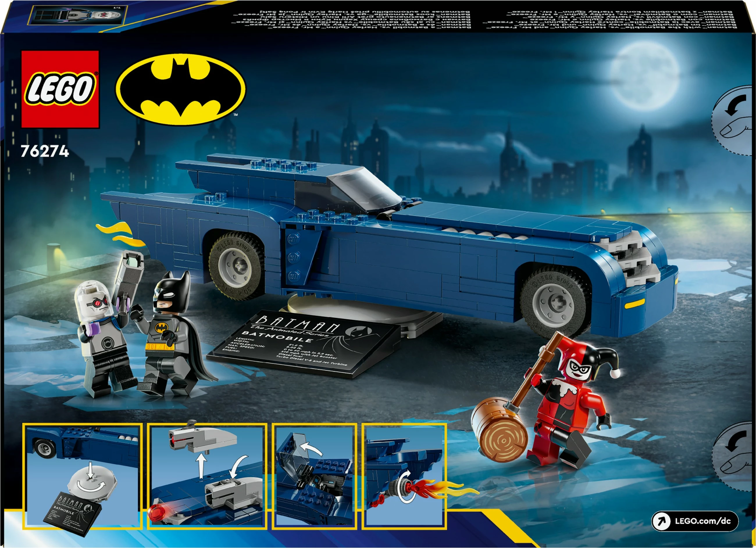 Set ndërtimi LEGO Batman me Batmobile, Harley Quinn dhe Mr. Freeze, 435 pjesë