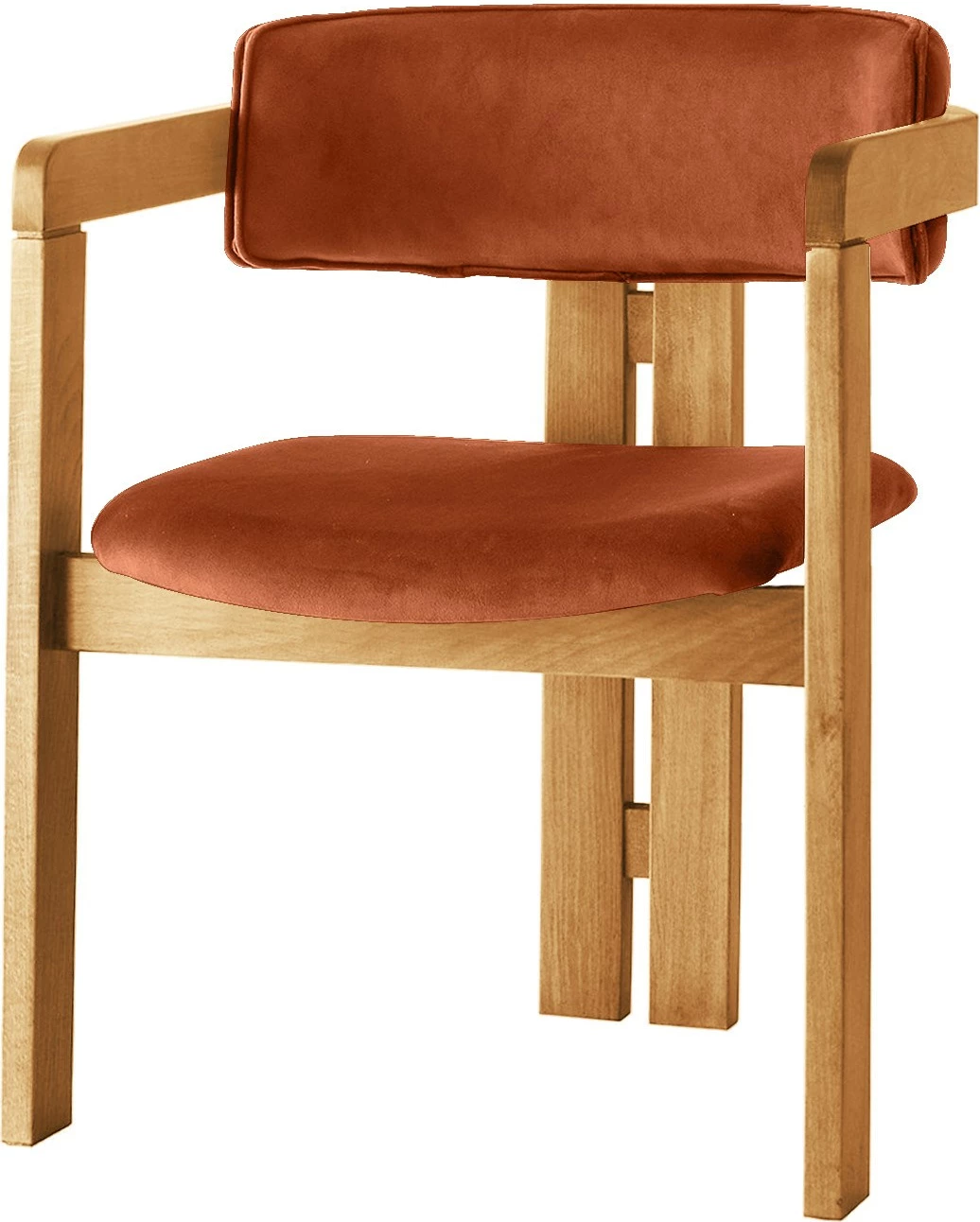 Karrige Hanah Home, dru lisi, kadife ngjyrë e kuqe qeramike, CO-037