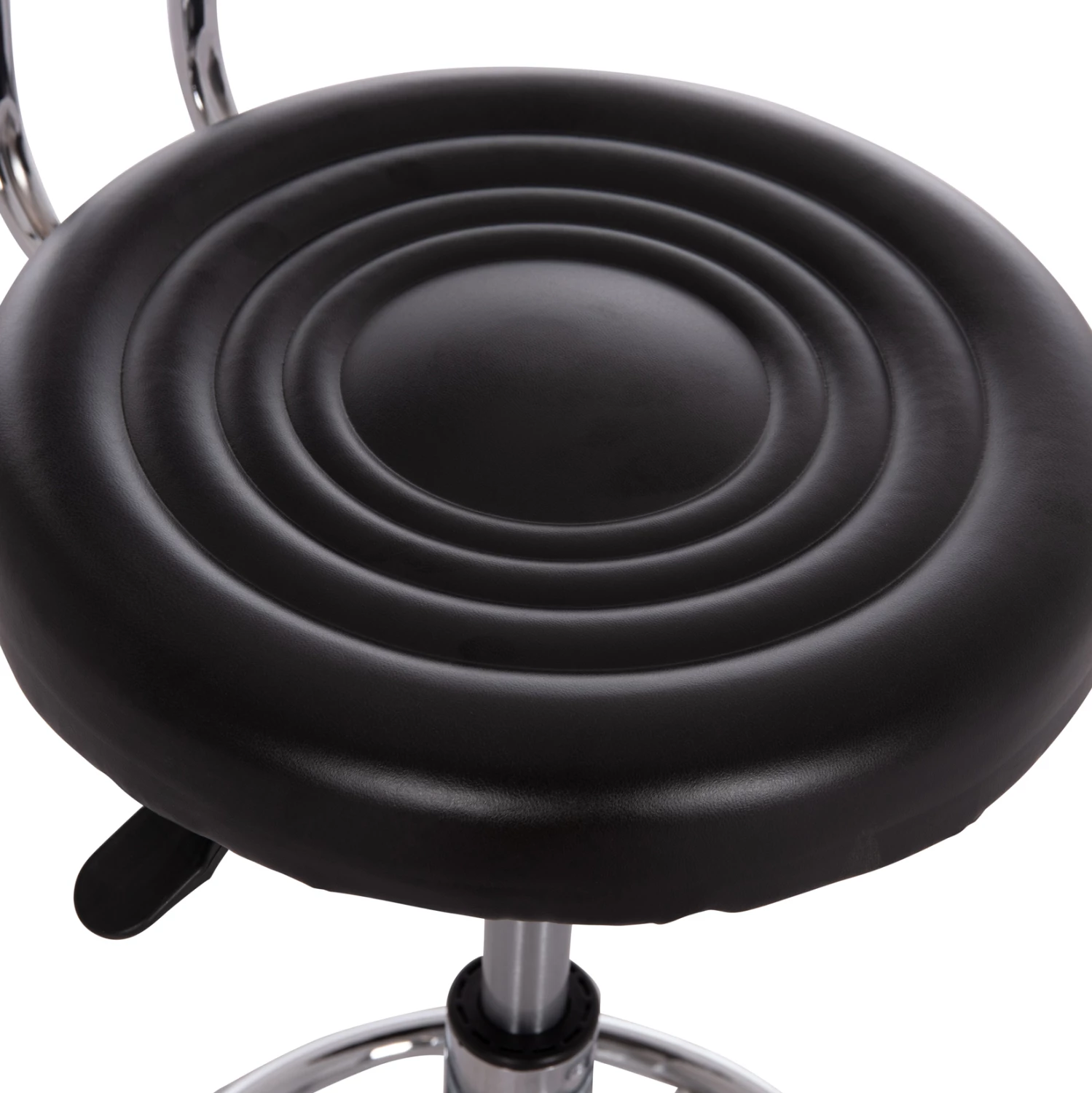 Stool rrotullues dizajneri për zyre IRIS FH211.21, lëkurë artificiale e zezë, 34x43x86.5cm, set prej 2 copash