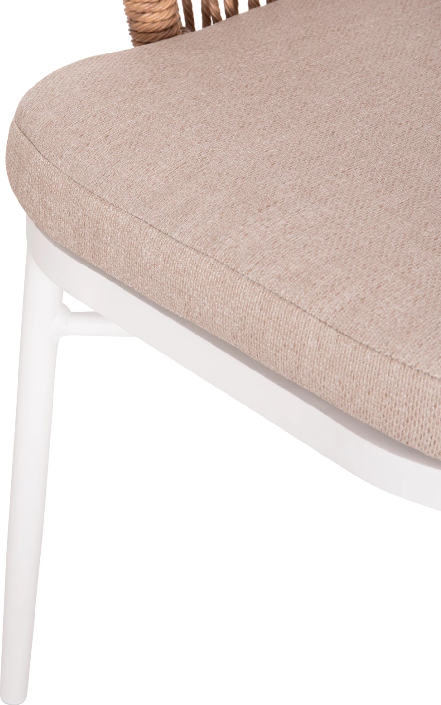 Karrige alumini ALABAMA FH6265.02 ngjyrë e bardhë-P.E. Rattan natyral-jastëk bezhë 58x61x75Hcm