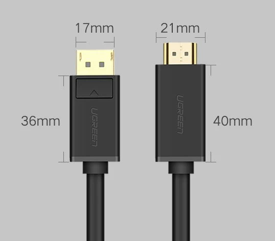 Kabllo video Ugreen DisplayPort në HDMI, 1.5m, 4K, e zezë