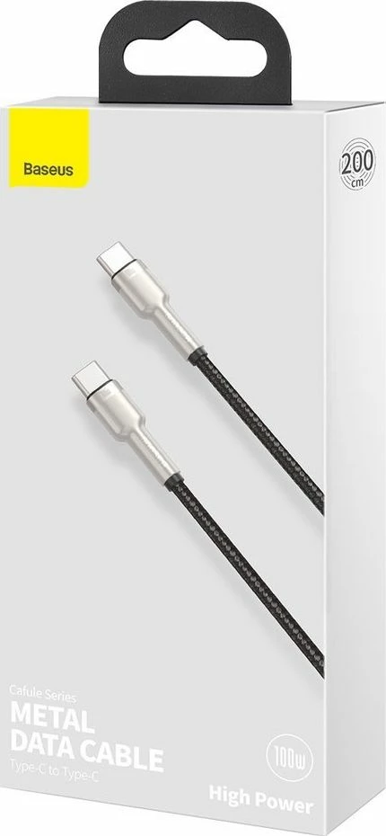 Kabllo USB-C në USB-C Baseus PD 100W, 2 m, USB 2.0, e zezë