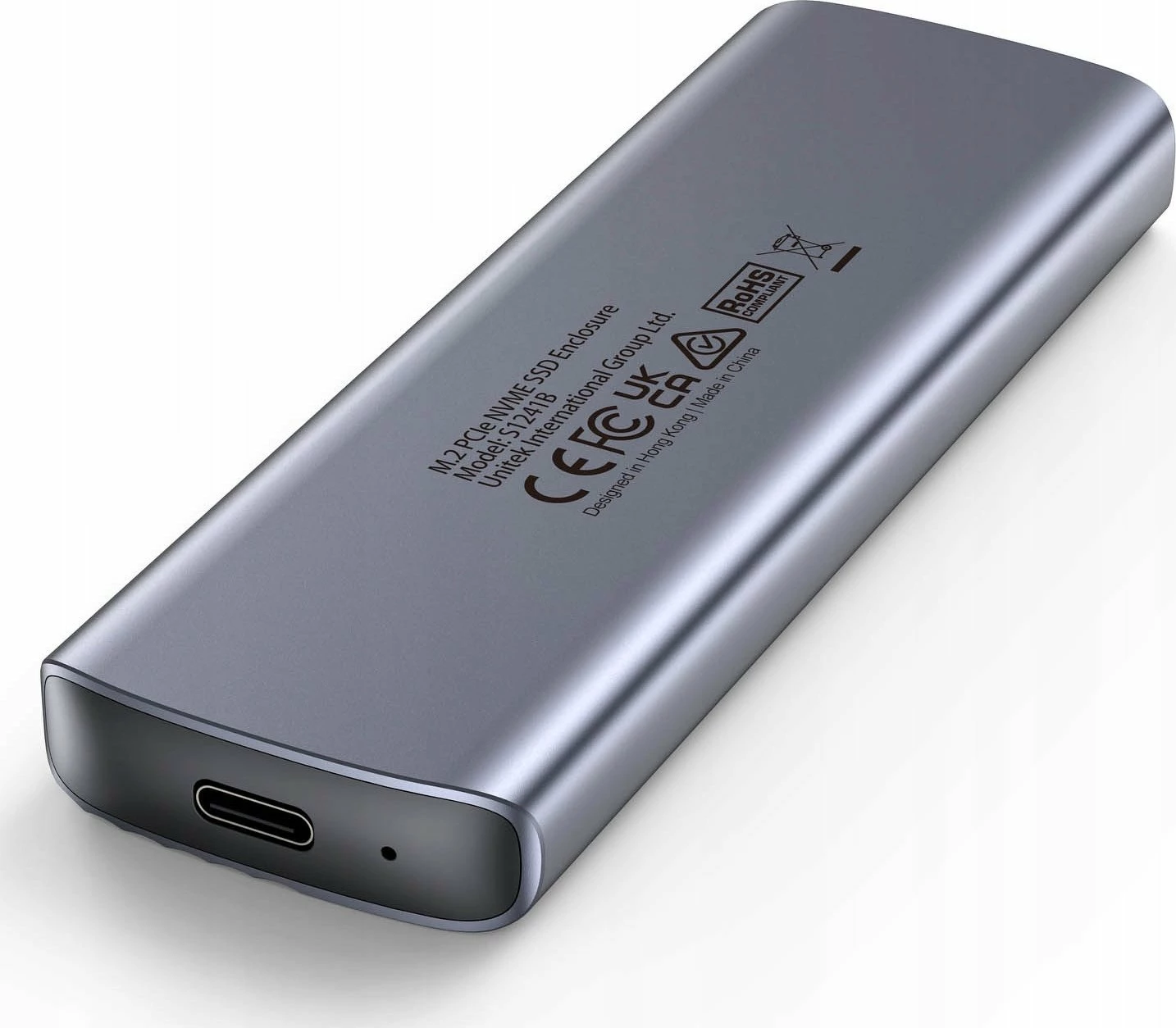 Kasë e jashtme për SSD M.2 NVMe Unitek S1241B01, USB-C 10Gbps, alumin, argjend