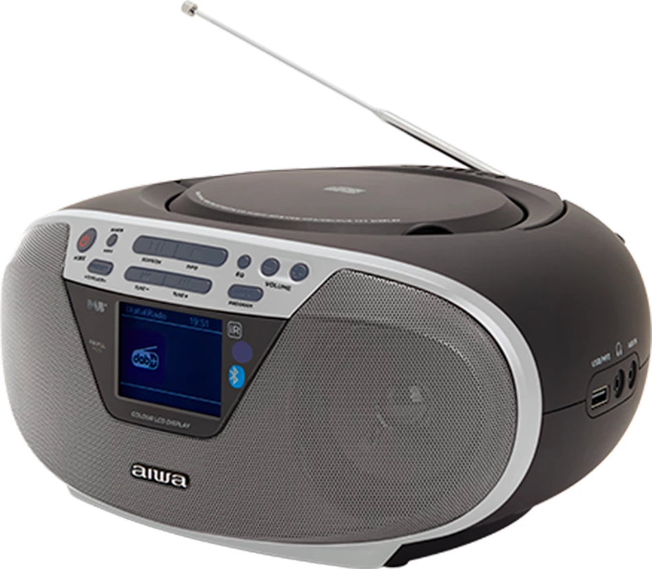 Boombox AIWA BBTU-500DAB/SL, CD/MP3, DAB+/FM, Bluetooth 5.0, USB 64 GB, gri/argjendtë, me telekomandë