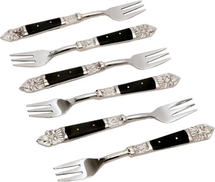 Set pirunash për ëmbëlsira, 6 copë, çelik, rrëshirë e zezë, 15x2x1 cm