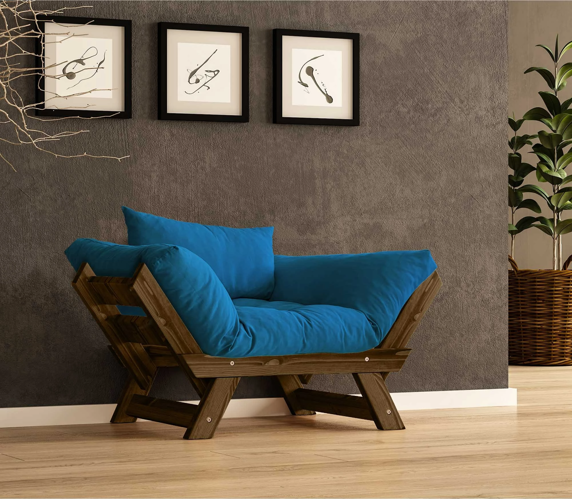 Karrige për kopsht një vend, Skye Decor, CPT8136-140, ngjyrë arre dhe blu