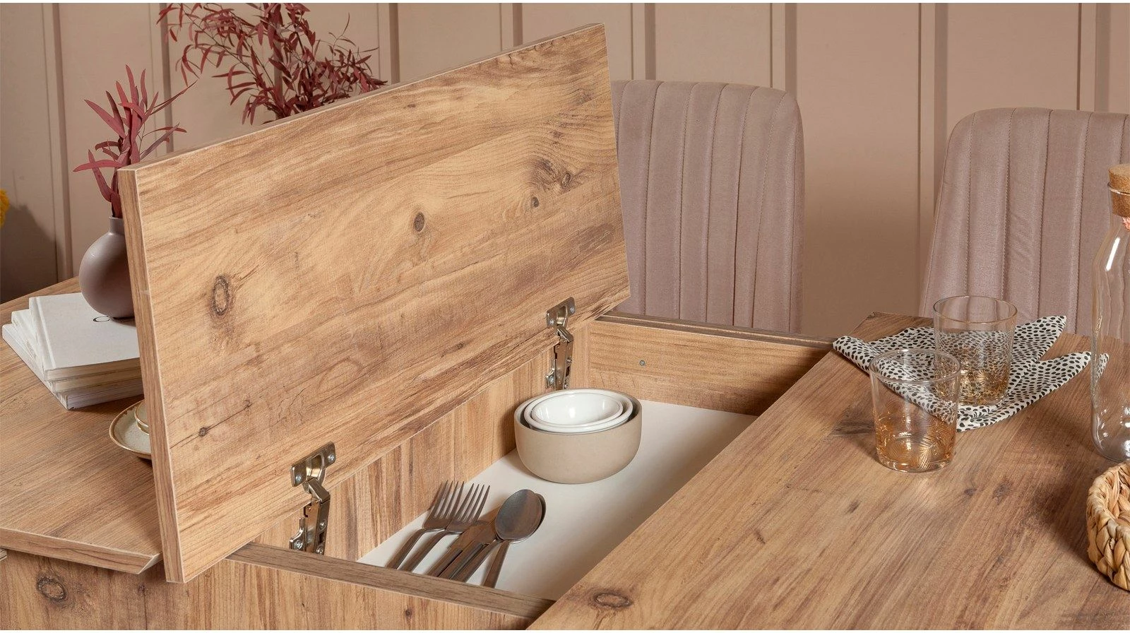 Set tavolinë me karrige për ngrënie, zgjatues, 4 pjesë, Skye Decor, Vina 0900 - 3, ngjyrë Atlantic, Stone