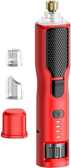 Bluarës elektrik për thonjtë të kafshëve, Rojeco RMJQXF-05, 2000mAh, 7 shpejtësi, LED, USB-C, 4h, 45 dB, me 2 kapakë, i kuq