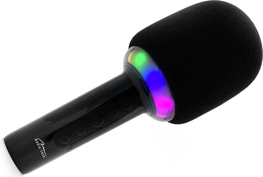 Mikrofon karaoke me altoparlant Bluetooth Media-Tech MT399, i zi, me drita LED