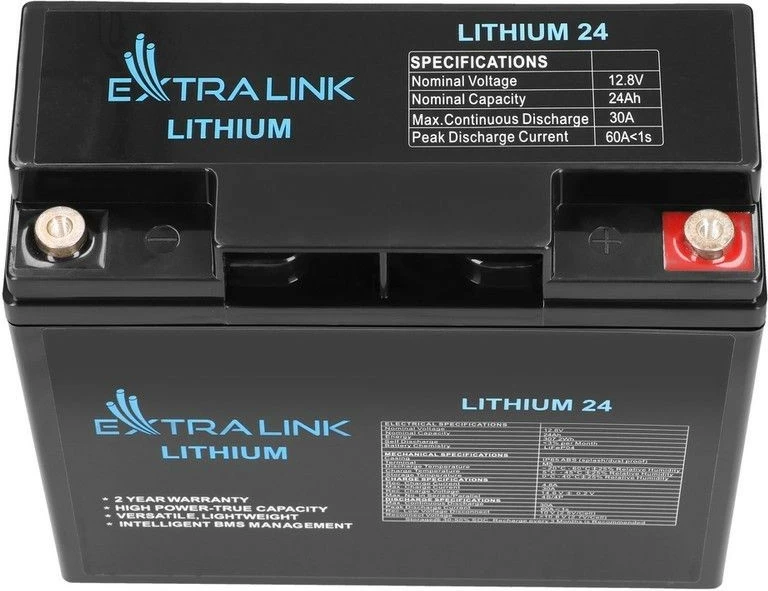 Bateri LiFePO4 Extralink EX.30424, 24Ah, 12.8V, e zezë