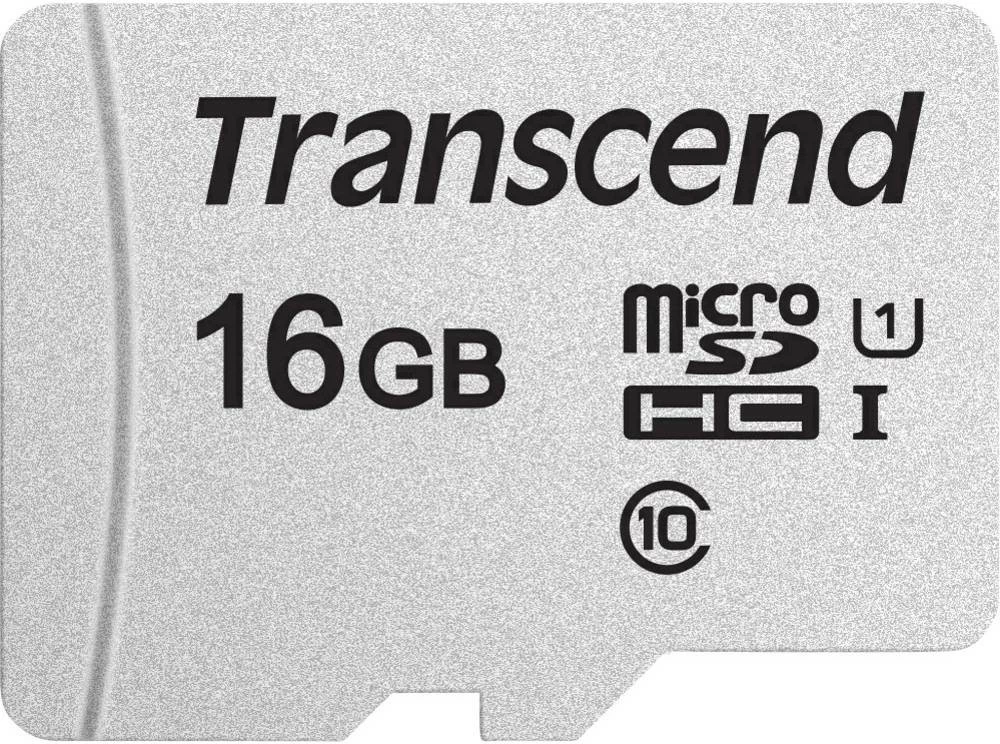 Kartelë memorie Transcend microSDHC 300S 16GB me adapter, Class 10, 95MB/s, argjend