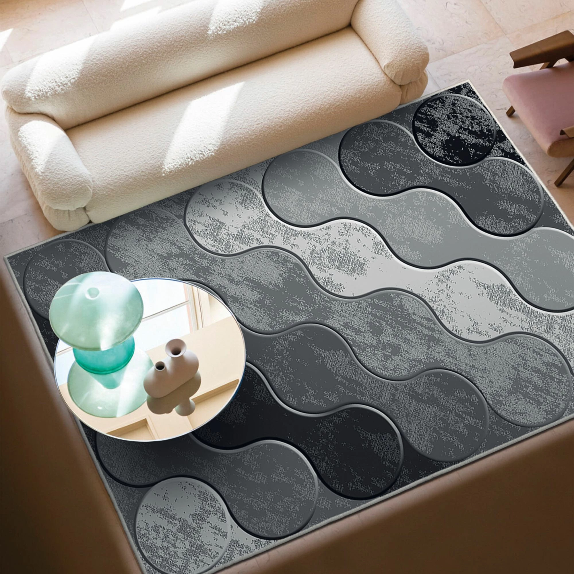 Qilim (50x80) Conceptum Hypnose, Wookece292, bardhë, gri, e zezë