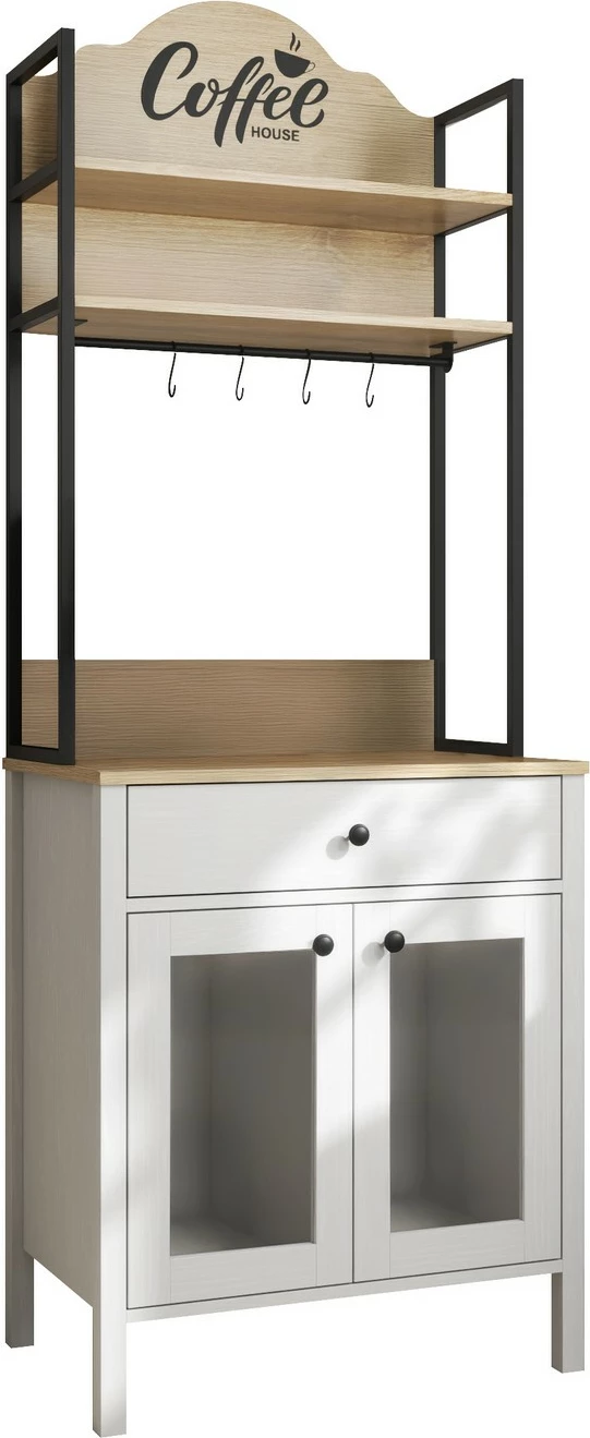 Dollap për kafe, ngjyrë druri dhe e bardhë, Hanah Home, FRN-20076