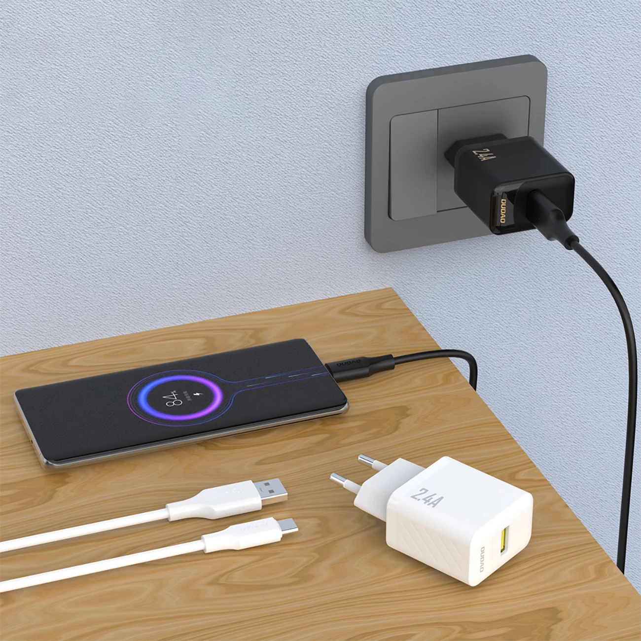 Karikues muri Dudao A23, 2.4A, 1x USB-A, i bardhë