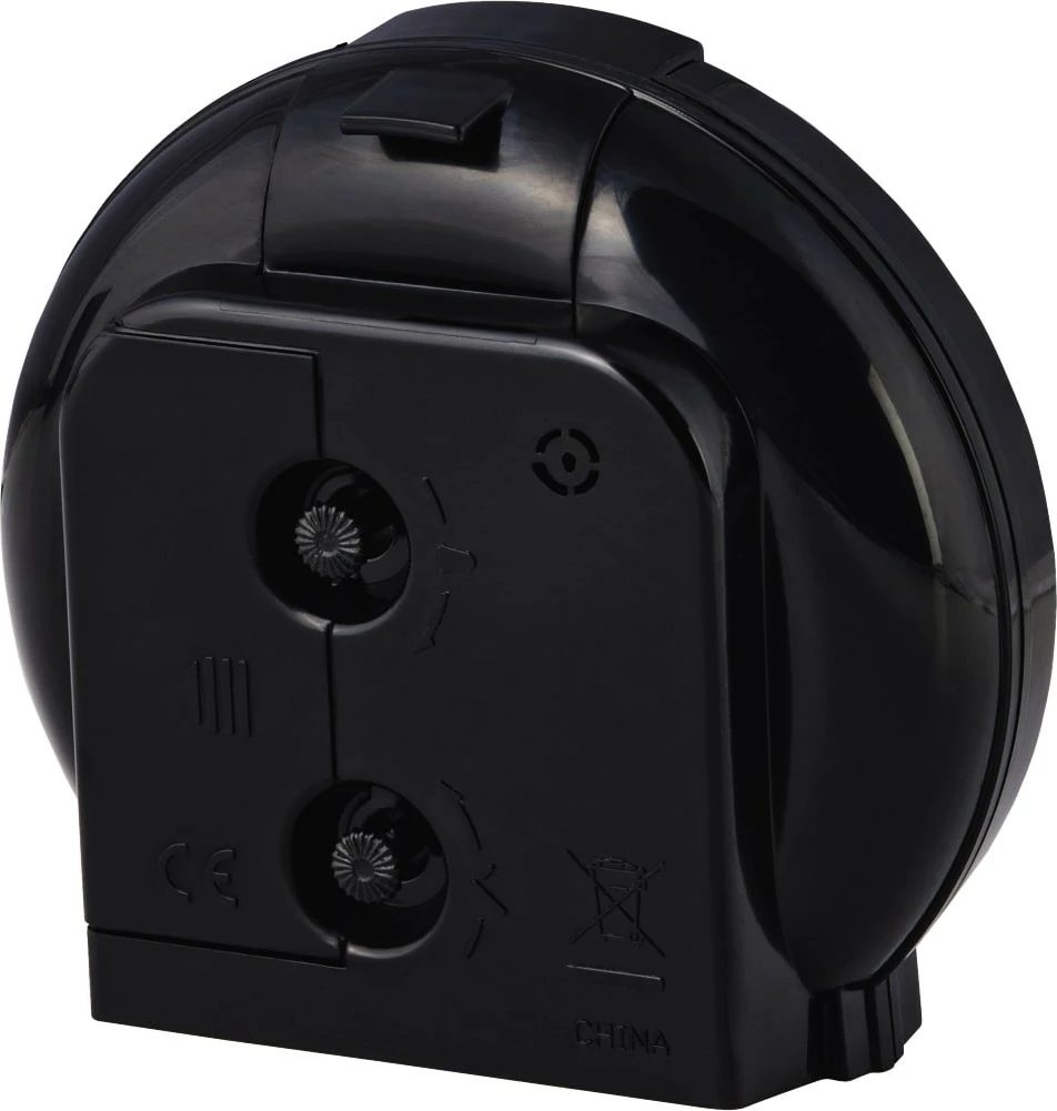 Orë alarmi analoge, Hama, 186335, mekanizëm i qetë me sekondar rrëshqitës, ekran i bardhë, bateri AA, e zezë