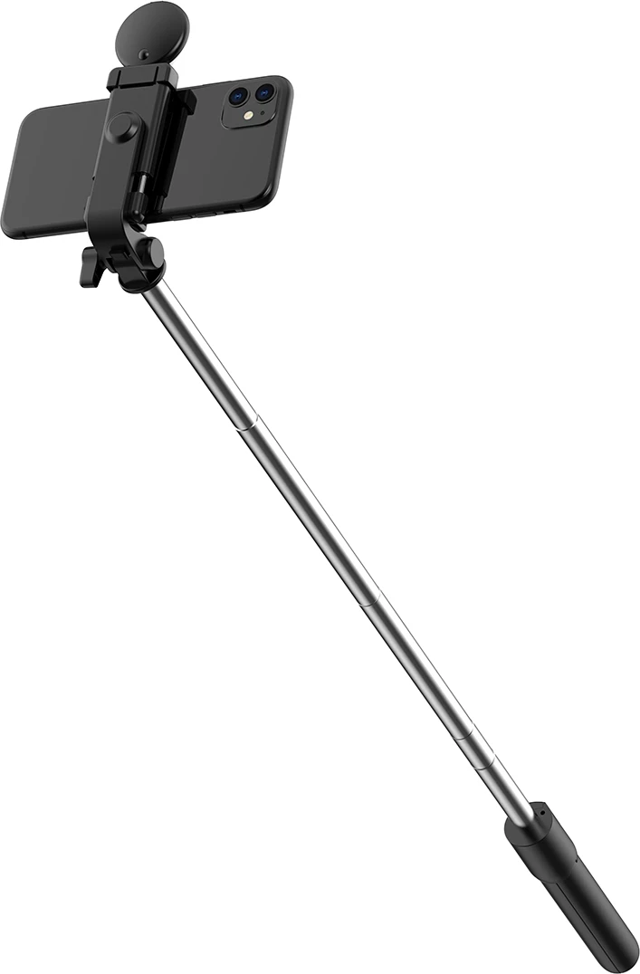Selfie stick Hurtel WH1YXS tripod teleskopik 1m me llambë LED, mbajtëse telefoni, e zezë