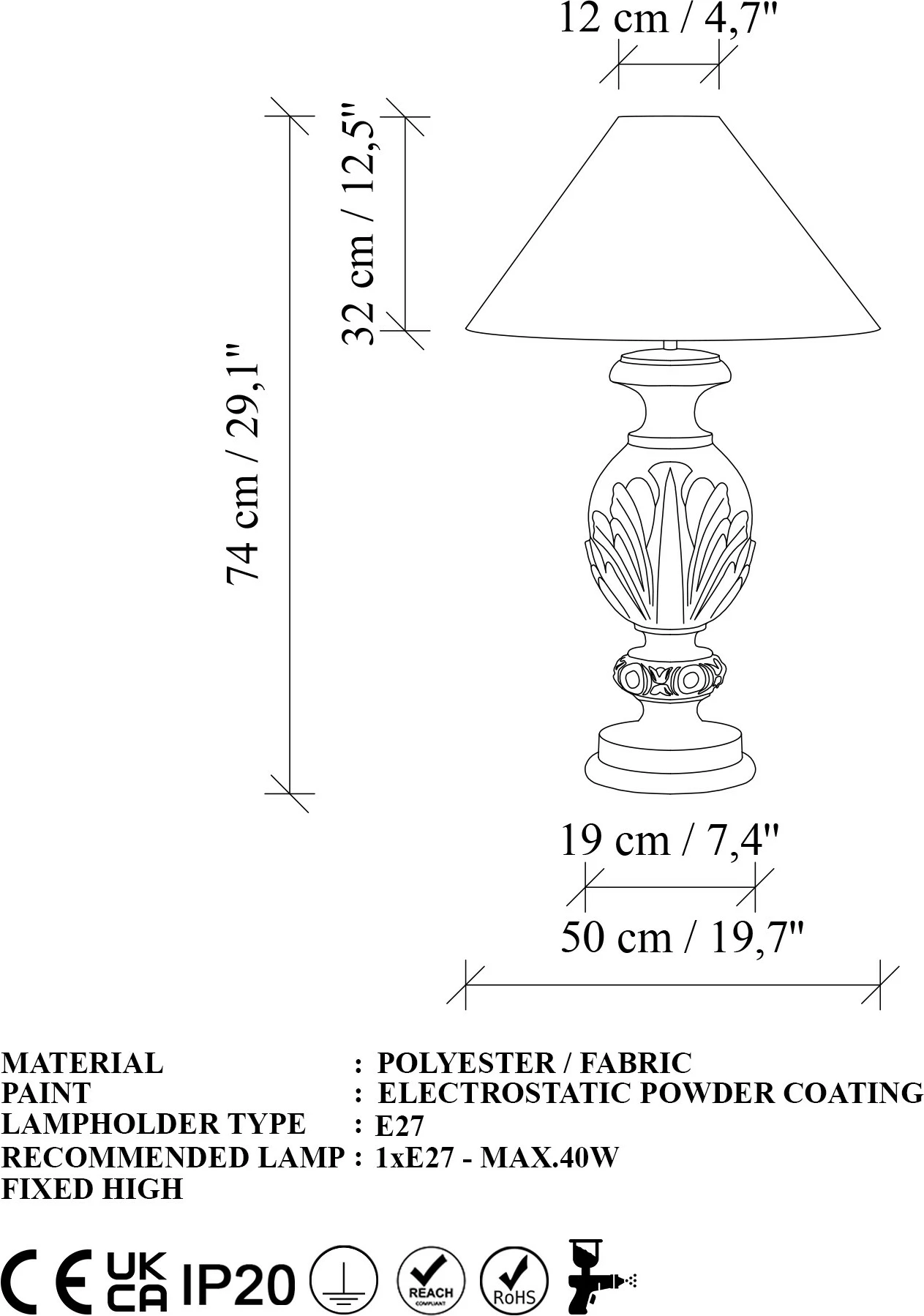 Llambë tavoline Opviq, ELEGANZE-5312, jeshile dhe e bardhë, 50x50x74 cm