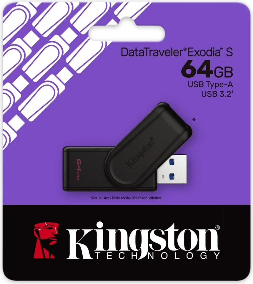 USB Kingston DataTraveler Exodia S 64GB, USB 3.2, e zezë