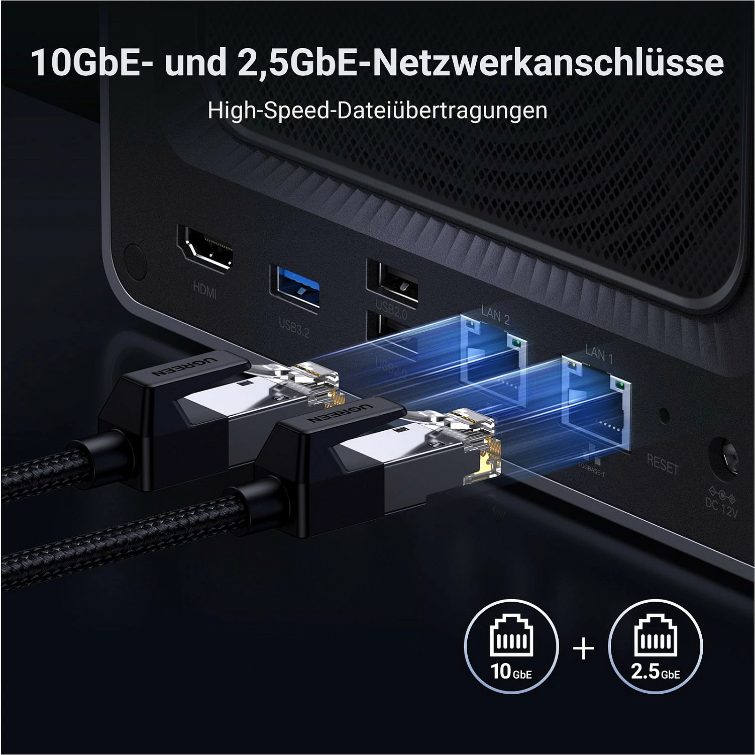 NAS Ugreen NASync DXP4800 Plus, Intel Pentium Gold 8505, 8GB DDR5, 2.5/10GbE, gri e errët