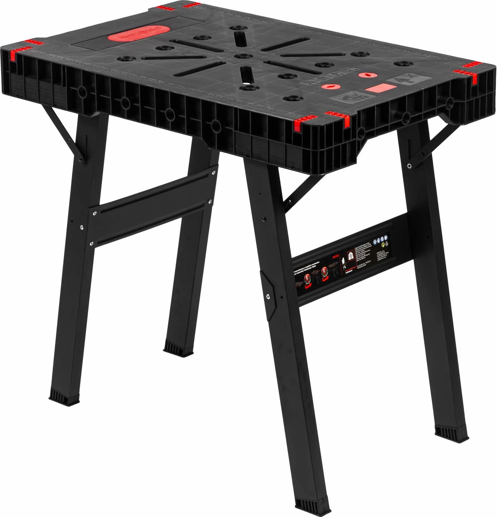 Tavolinë pune e palosshme PROLINE 62002 900×600×800 mm 150 kg, e zezë/kuqe