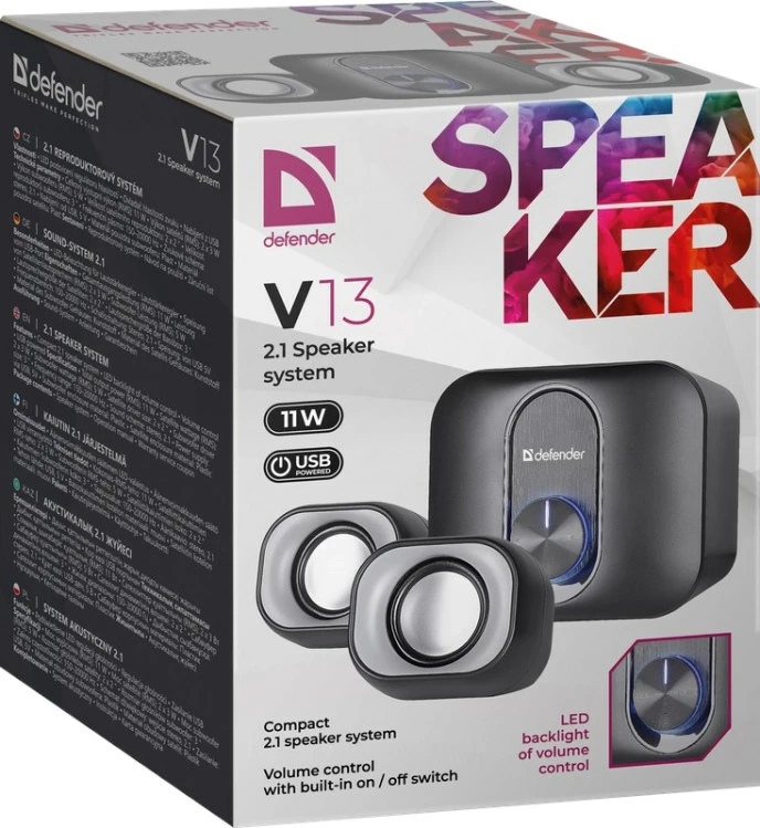 Bokse PC Defender V13 2.1, 11W, USB, Të zeza