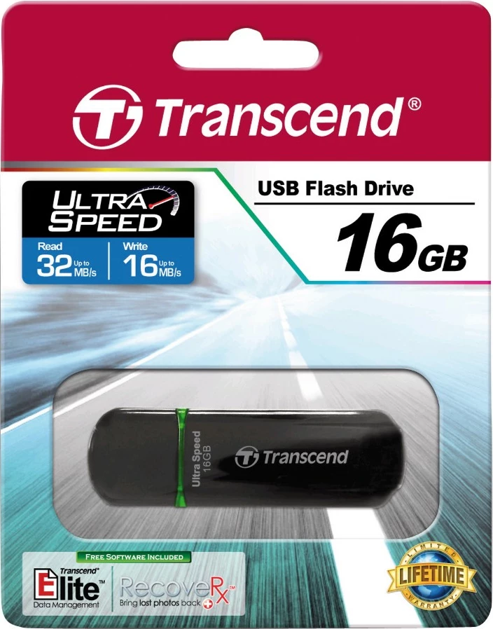 USB Transcend JetFlash 600 16GB, USB 2.0, e zezë