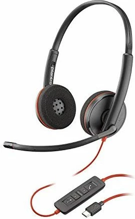 Kufje Poly Blackwire C3220 209749-201, USB-C, me mikrofon, duo, e zezë/kuqe