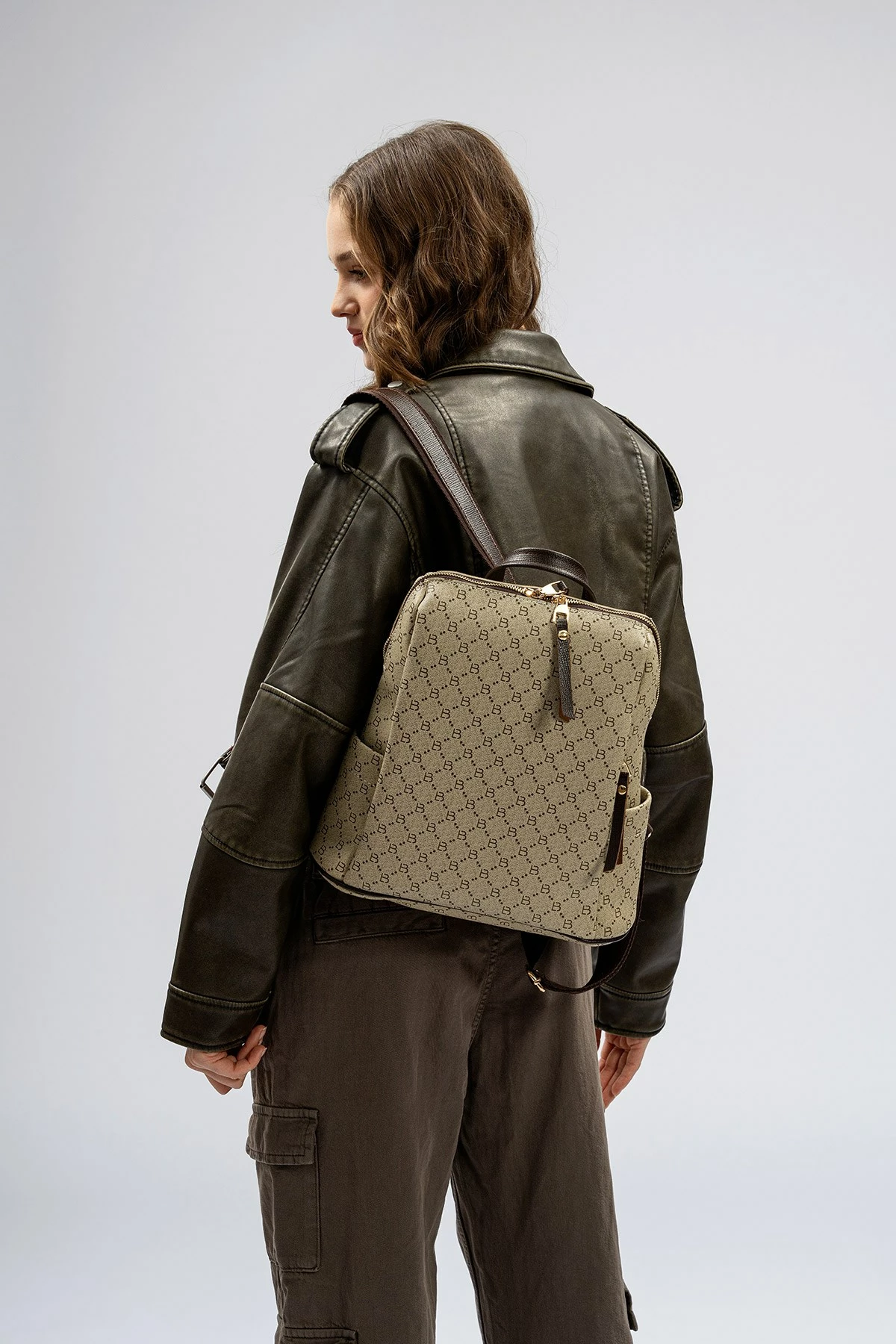 Çantë shpine Lucky Bees, krem dhe kafe, 359 v2