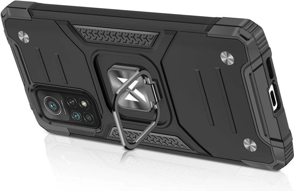 Mbështjellës Wozinsky Ring Armor për Samsung Galaxy A03s, me mbajtëse unaze, i zi