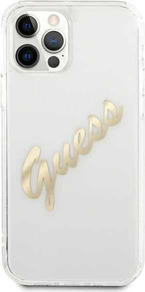 Mbështjellës Guess GUHCP12LKTRSVGO për iPhone 12 Pro Max 6.7", Transparent, Gold