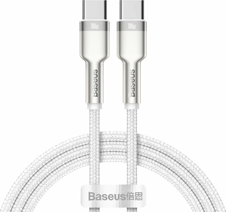 Kabllo USB-C në USB-C Baseus Power Delivery 100W, 1 m, USB 2.0, e bardhë